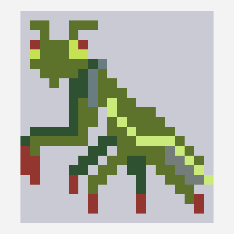 Praying Mantis perler bead pattern, 20×22 grid