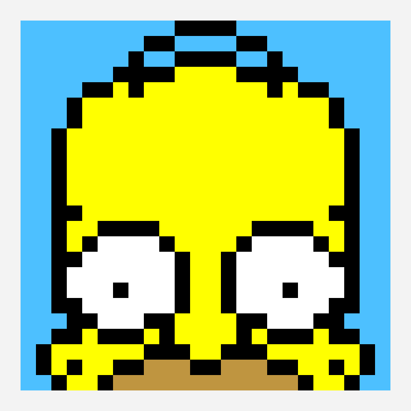 Homer Simpson Peeking 像素画图案，24×24 格