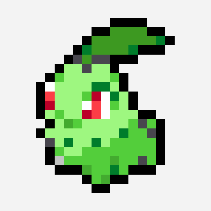 Pokemon Chikorita perler bead pattern, 52×52 grid