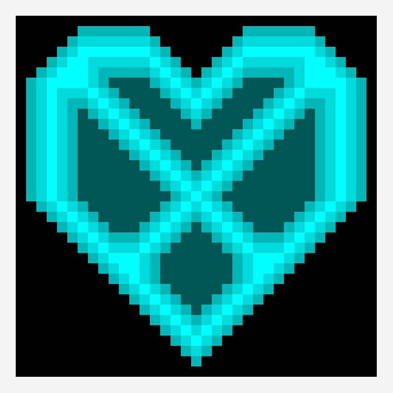 Aqua Heart perler bead pattern, 35×35 grid