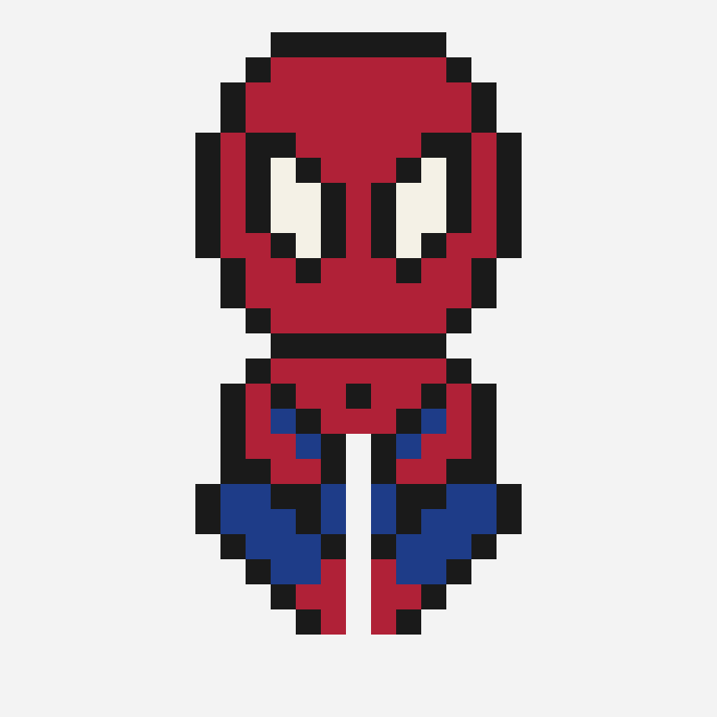 Spiderman bead loom pattern, 15×26 grid