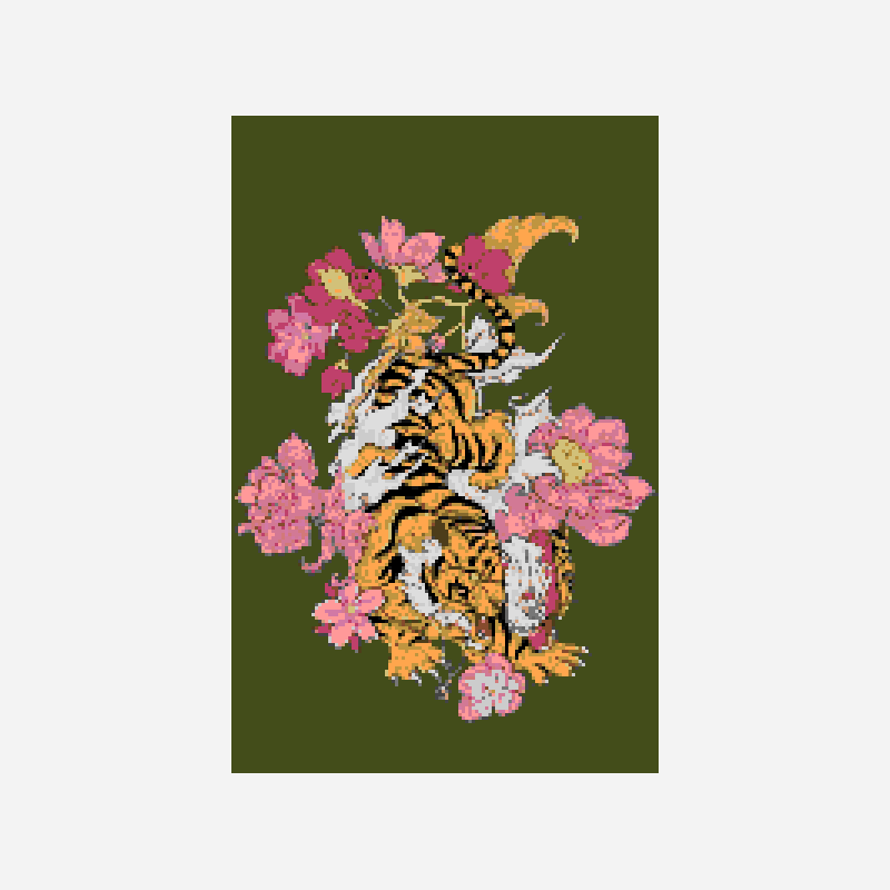 Tigre pixel art pattern, 128×197 grid