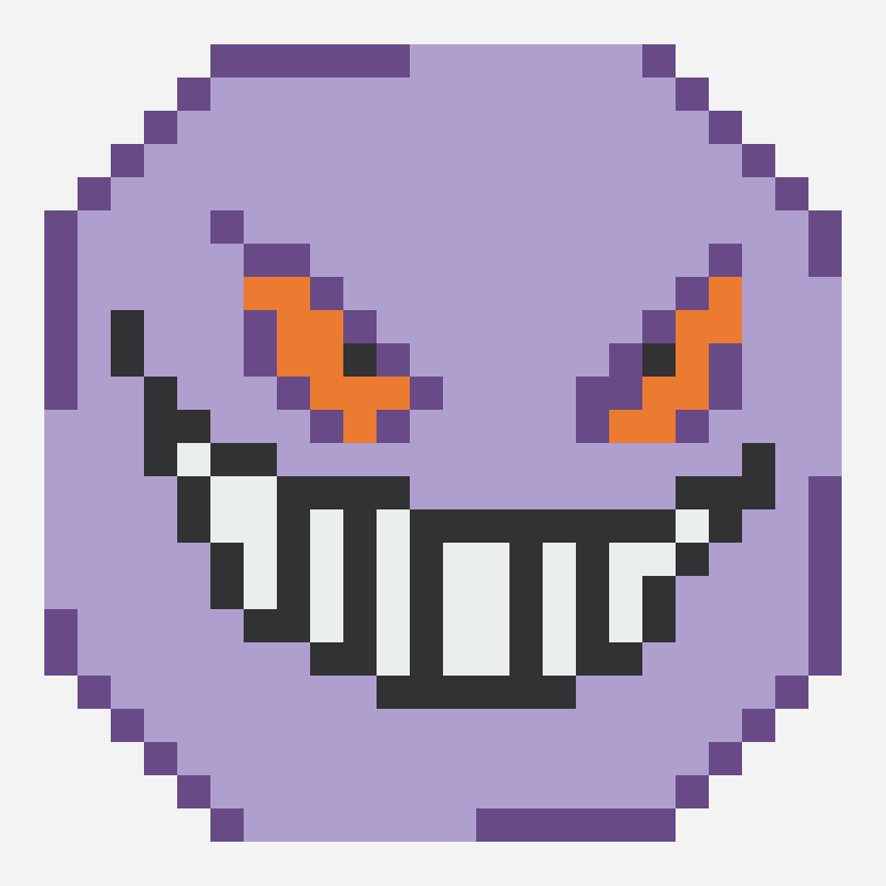 Gengar Easy 펄러 비즈 패턴, 24×24 그리드
