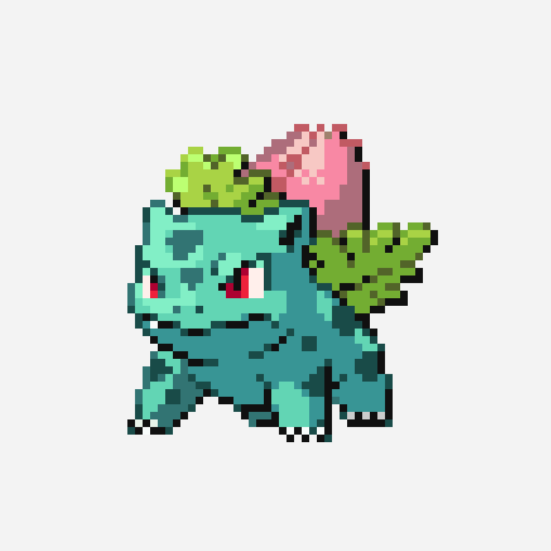 #0002 Ivysaur perler bead pattern, 63×64 grid