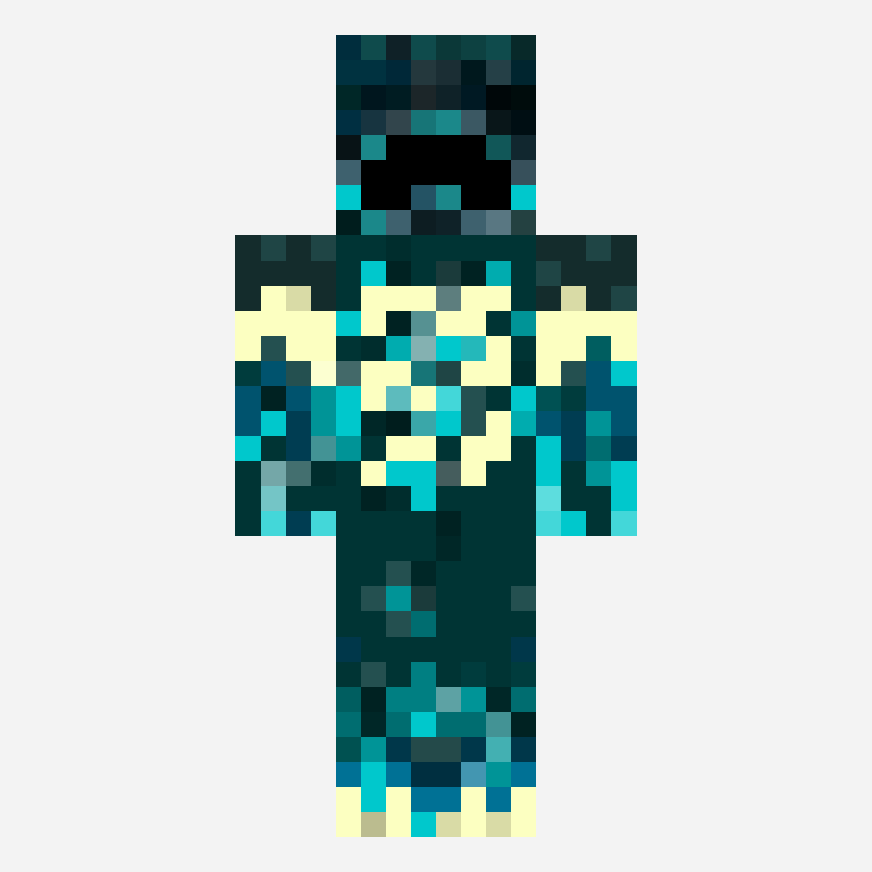 Warden human minecraft skin pattern, 64×64 grid