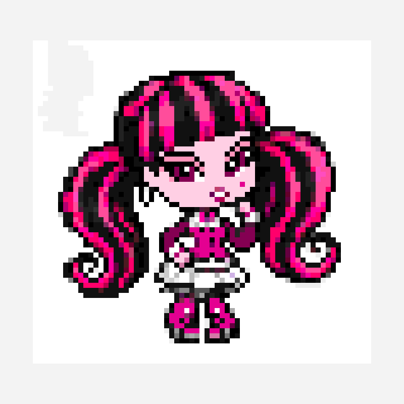 Draculaura pixel art pattern, 67×64 grid
