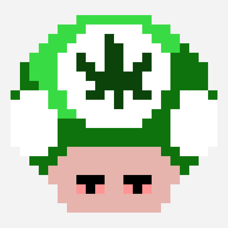 Stoned Shroom perler bead pattern, 22×21 grid