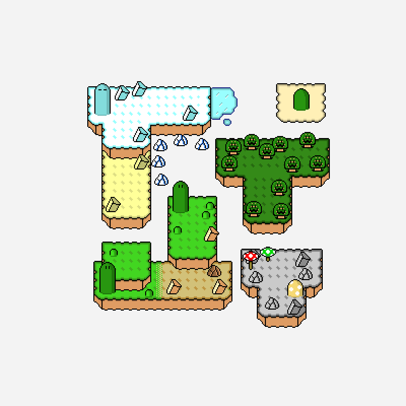 マリオワールド風マップ pixel art pattern