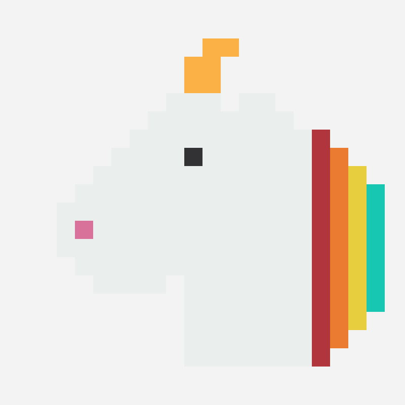 Unicorn profile pixel art pattern, 20×18 grid