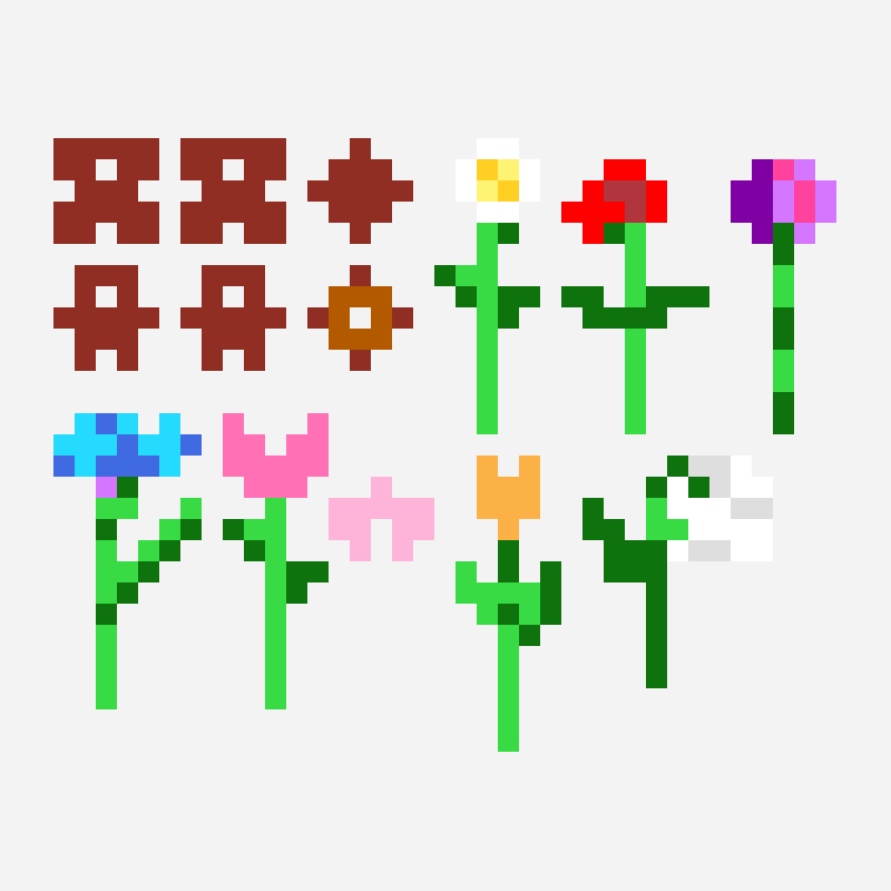 3D Flower Pot With Flower Choices perler bead pattern, 37×29 grid
