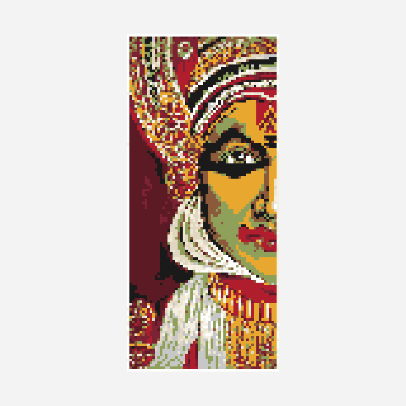 Kathakali tapestry crochet pattern, 60×133 grid