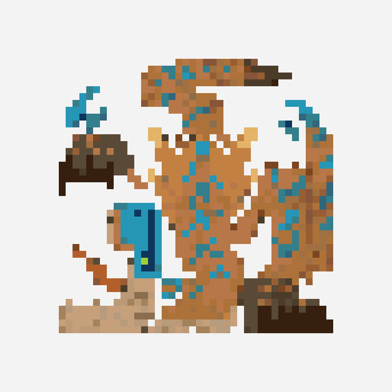 el rey de las montañas tigrex cross stitch pattern, 50×50 grid