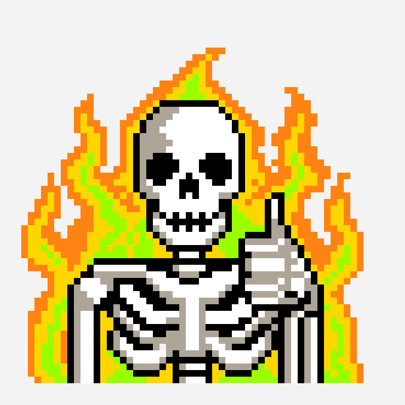 Skeleton cross stitch pattern, 55×55 grid