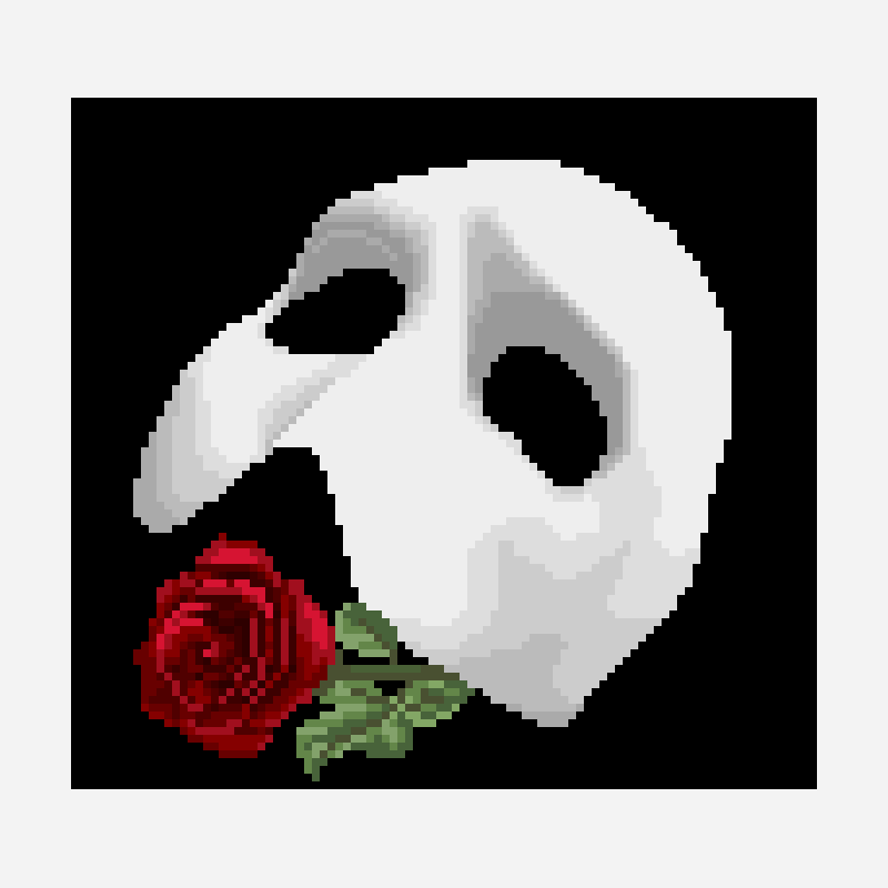 Phantom of the Opera pixel art pattern, 96×89 grid