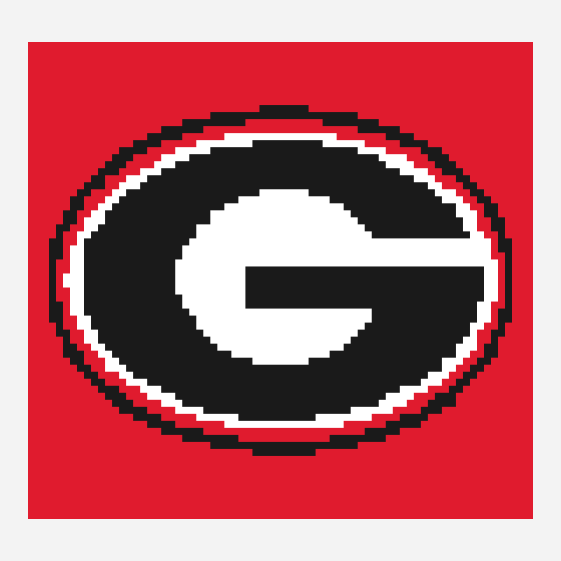 Georgia Bulldogs tapestry crochet pattern, 72×68 grid