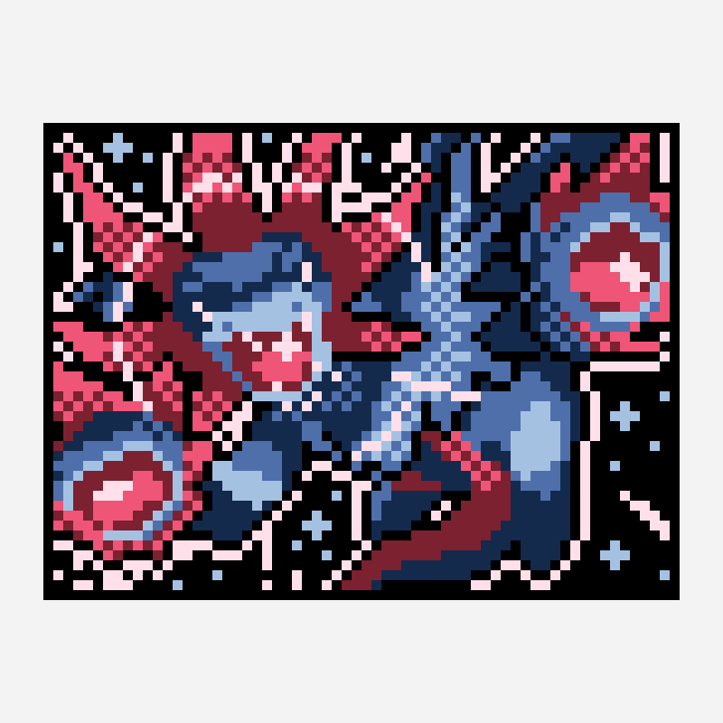 Hydregion cross stitch pattern, 64×48 grid