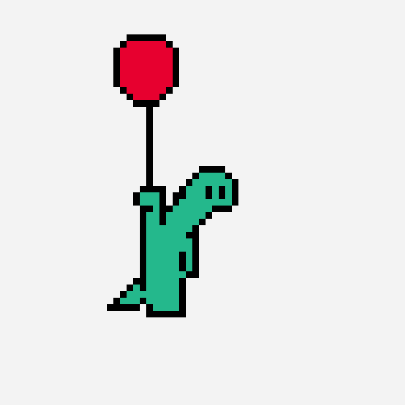 Dinosaurus ballon perler bead pattern, 53×52 grid