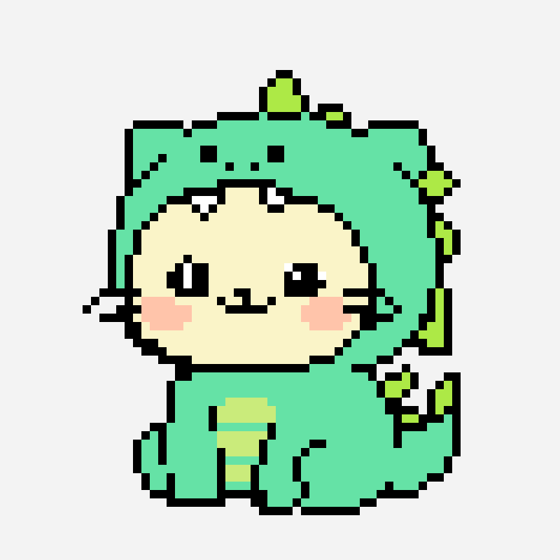 dinosaurus cat perler bead pattern, 61×56 grid
