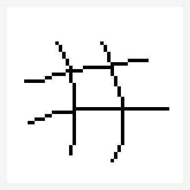 Tic-Tac-Toe pixel art pattern, 51×51 grid