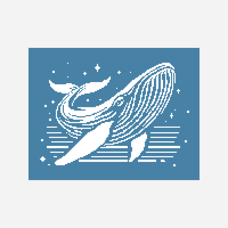 Star whale cross stitch pattern, 150×116 grid