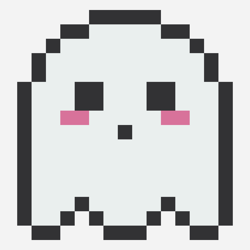 Blushing ghost perler bead pattern, 15×16 grid