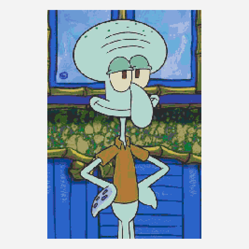 Squidward perler bead pattern, 165×245 grid