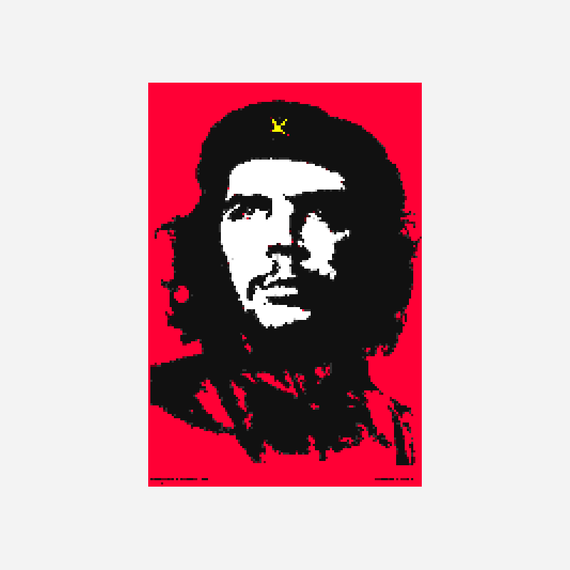 Che Guvara Poster pixel art pattern, 128×189 grid