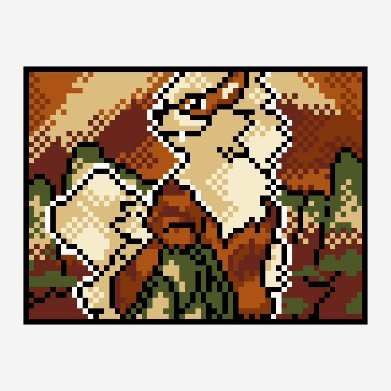 Arcanine Ver2 十字绣图案，64×48 格