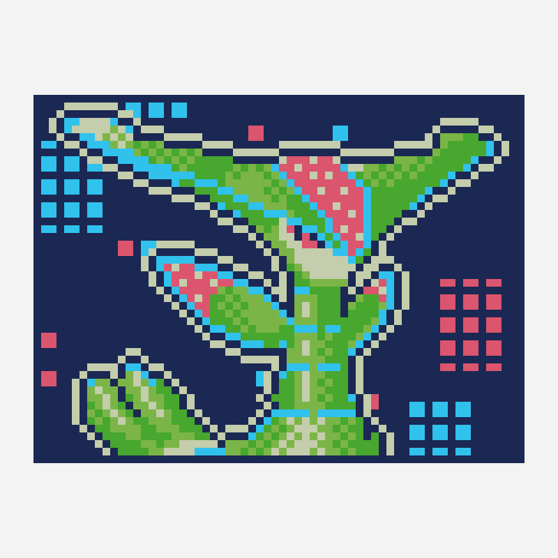 Iron Leaves cross stitch pattern, 64×48 grid