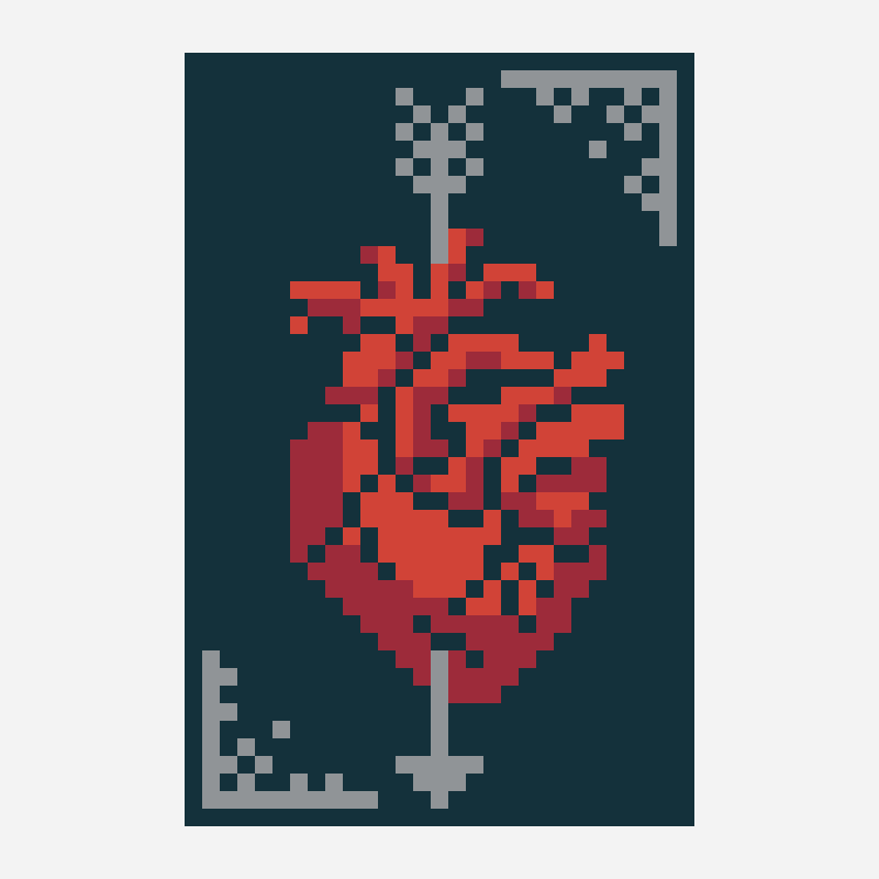 Heart arrow card perler bead pattern, 31×46 grid