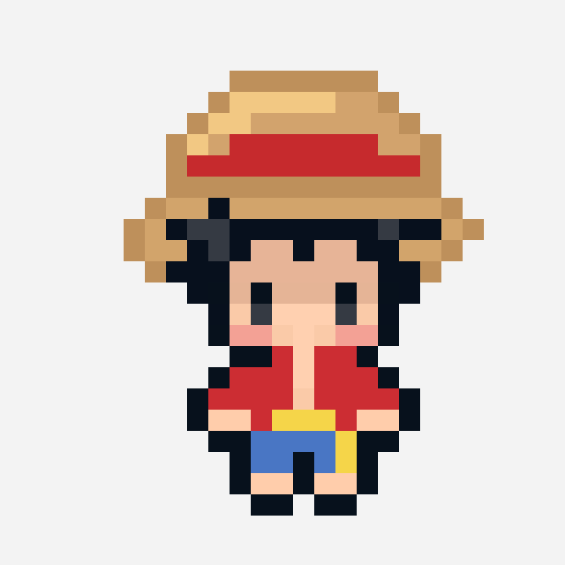 luffy pixel art pattern, 21×24 grid