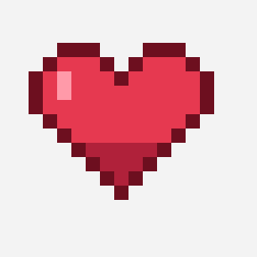 Beating heart pixel art pattern, 16×16 grid