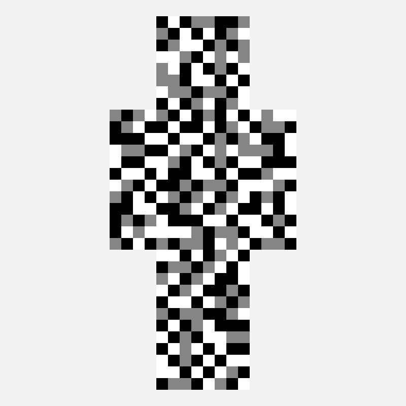 Mosaic minecraft skin pattern, 64×64 grid