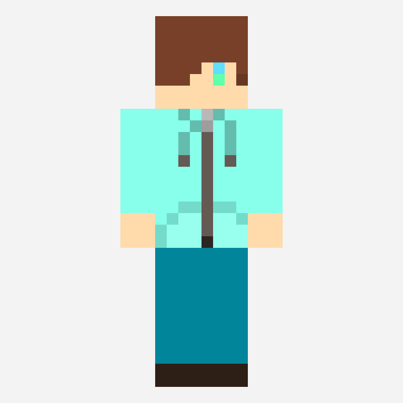エメラルドグリーン色のパーカー姿 minecraft skin pattern, 64×64 grid