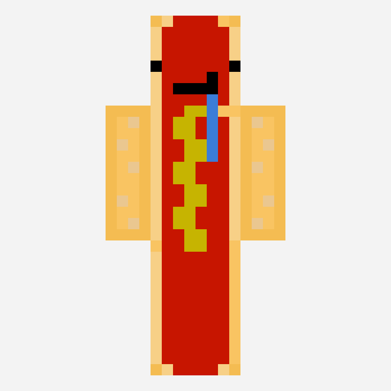 빵 minecraft skin pattern, 64×64 grid