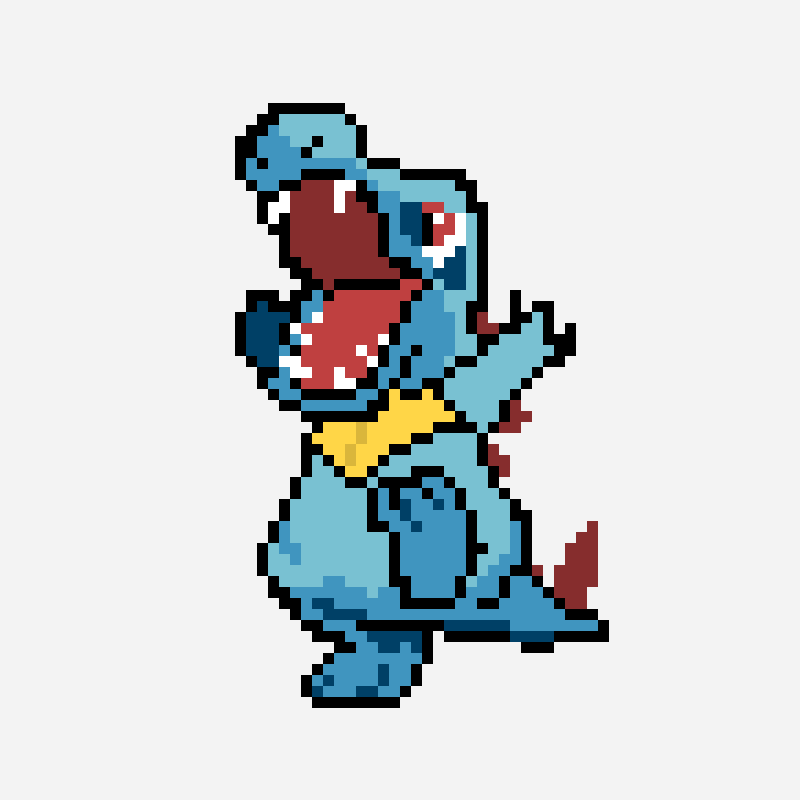 Totodile pixelkunst-Muster, 42×35 Raster