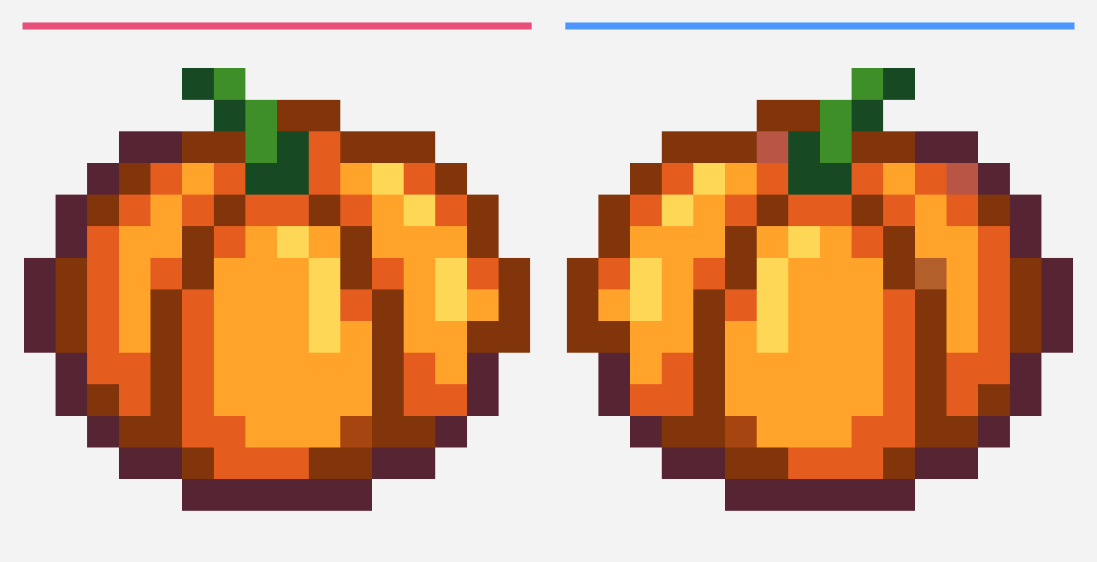 Pumpkin Fall Crop - STARDEW VALLEY cross stitch pattern, 16×14 grid