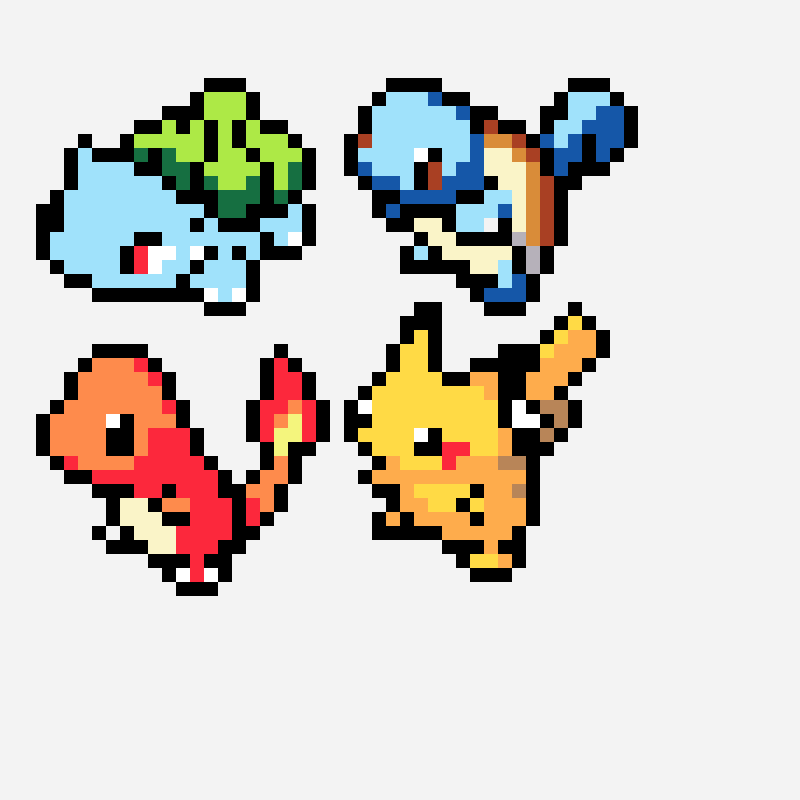 Starter Pokemon - 52x52 - Facile perler bead pattern