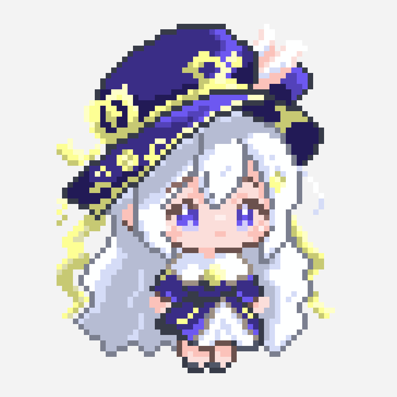 スチームパンクの白髪女の子 pixel art pattern