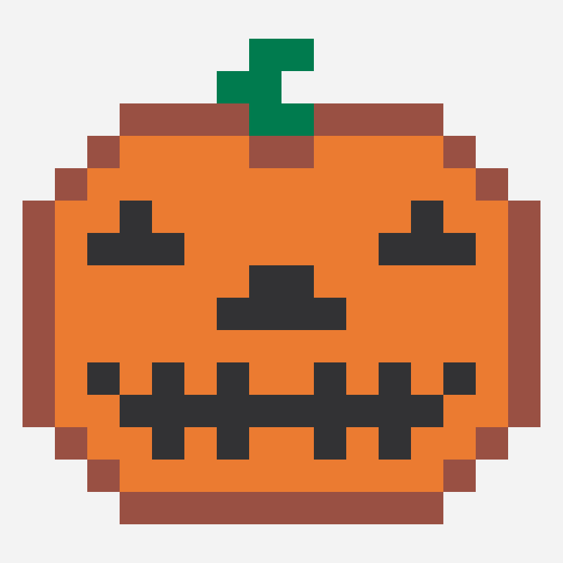 Jack-o'-lantern pixel art pattern, 16×15 grid