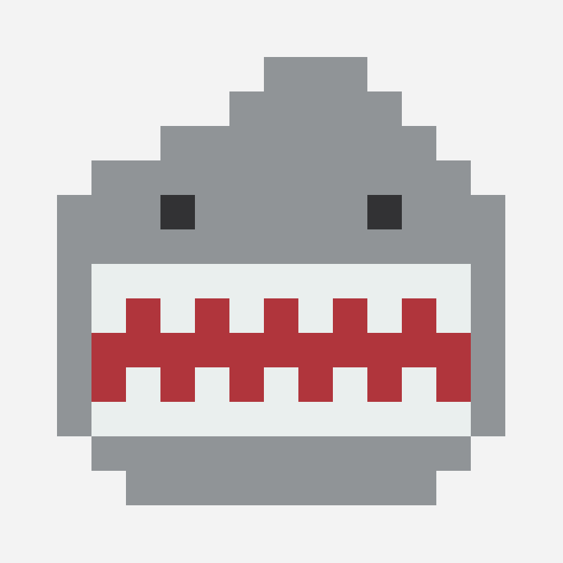 Shark bite pixel art pattern, 15×13 grid