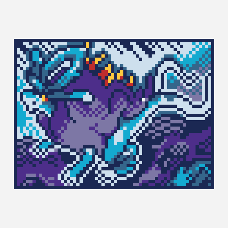 Walking Wake (V2) cross stitch pattern, 64×48 grid