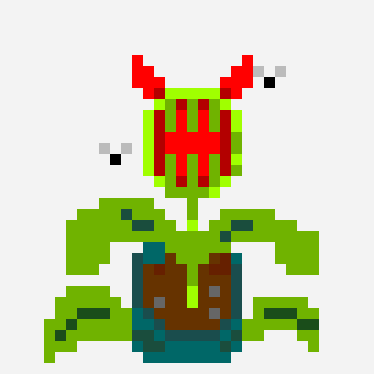 Alfa carnivorous plant pixel art pattern, 32×32 grid