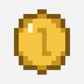 Spinning coin pixel art pattern, 16×16 grid