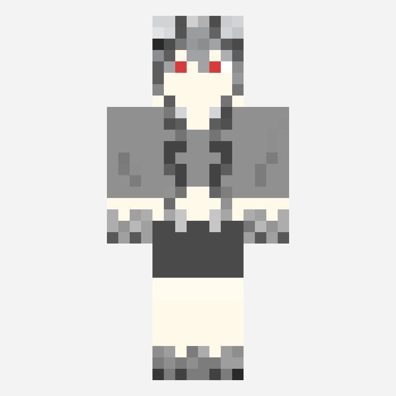 Wolf girl minecraft skin pattern, 64×64 grid