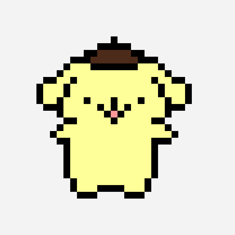 Pompompurin pixel art pattern, 32×32 grid