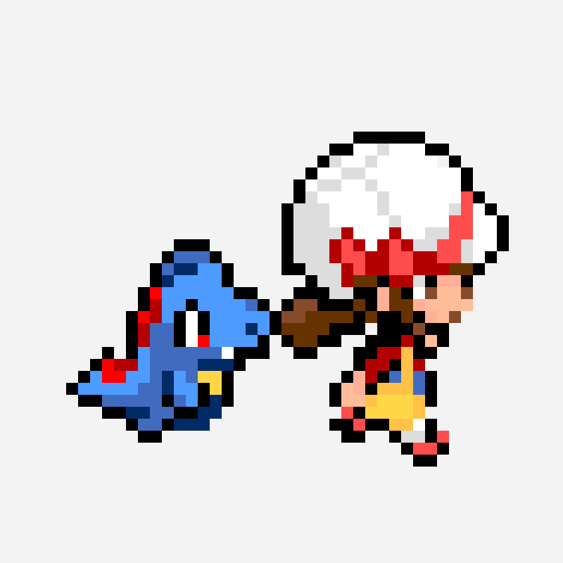 Totodile and Lyra pixel art pattern, 42×35 grid