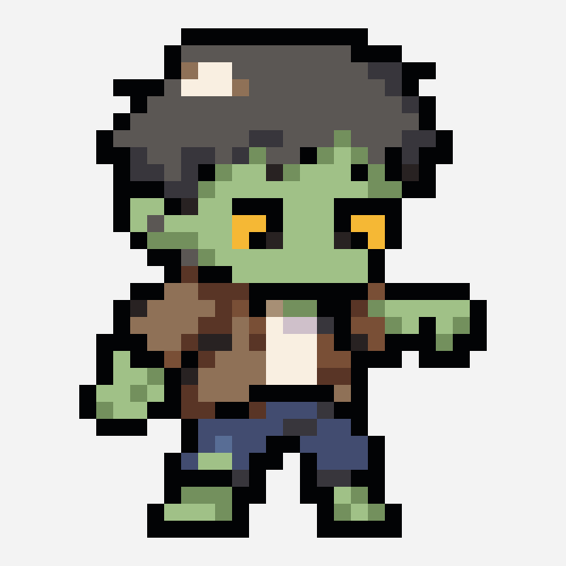 Halloween zombie pixel art pattern, 24×30 grid