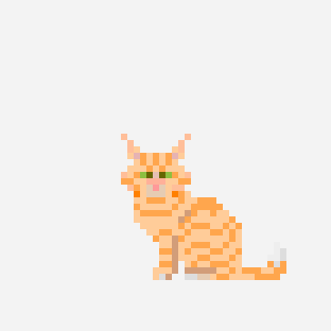 Orange cat pixel art pattern, 64×64 grid