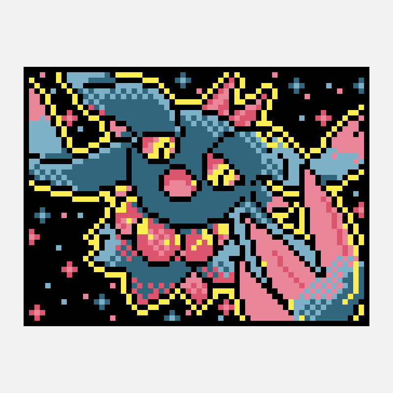 Fluttermane cross stitch pattern, 64×48 grid